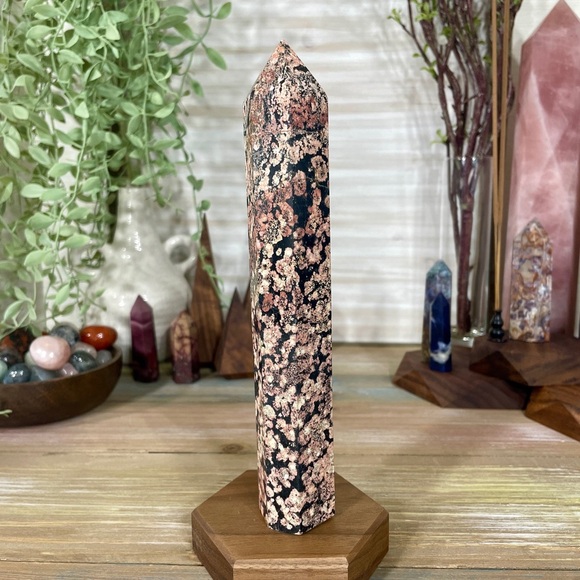 Red Snowflake Obsidian Tower Large 7.25" Tall!​ - Picture 7 of 8